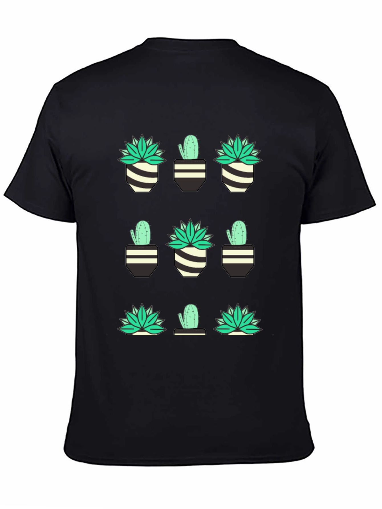 Cactus & Succulent Print Black T-Shirt