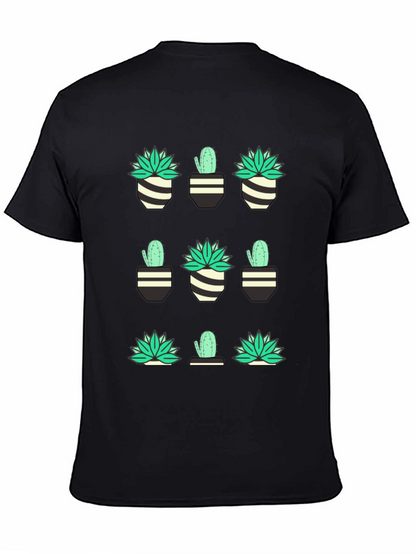 Cactus & Succulent Print Black T-Shirt