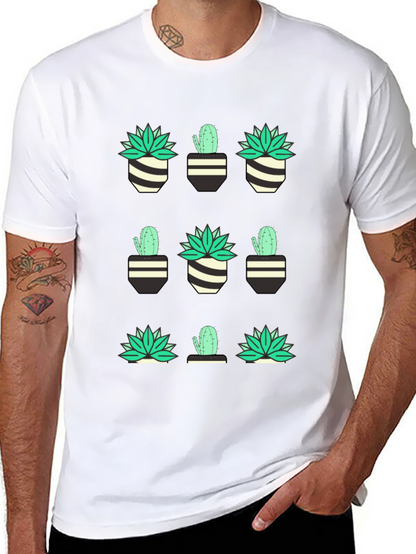 Cactus & Succulent Print Black T-Shirt