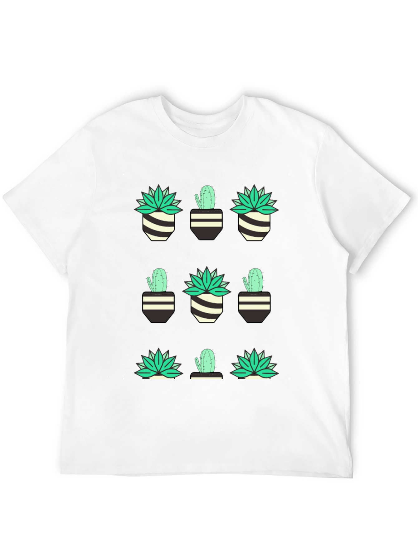 Cactus & Succulent Print Black T-Shirt