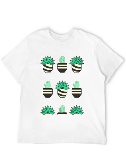 Cactus & Succulent Print Black T-Shirt