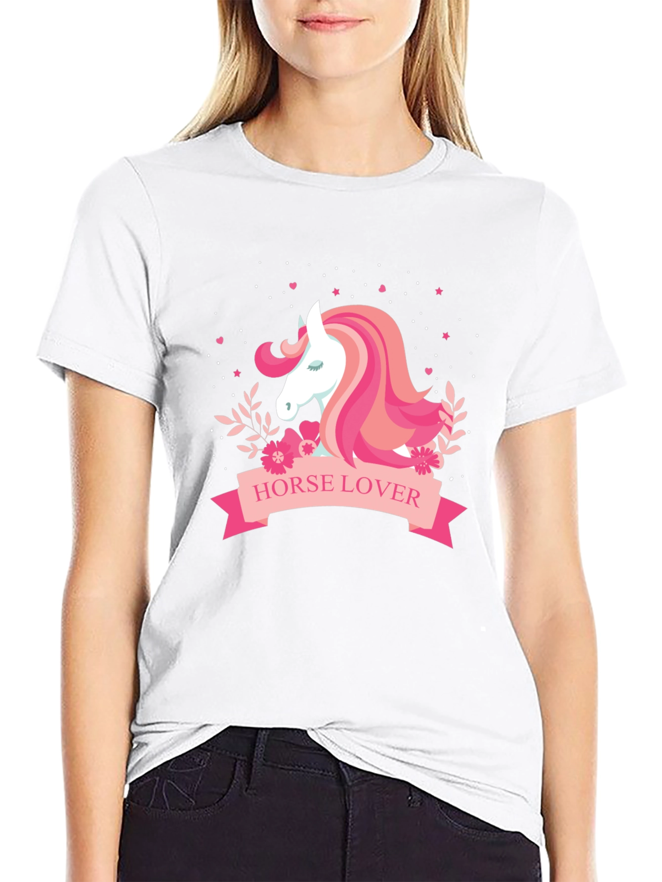 Horse Lover Graphic Tee - Black Cotton T-Shirt