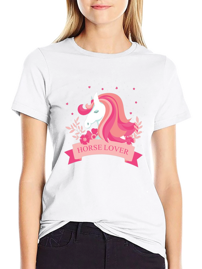Horse Lover Graphic Tee - Black Cotton T-Shirt