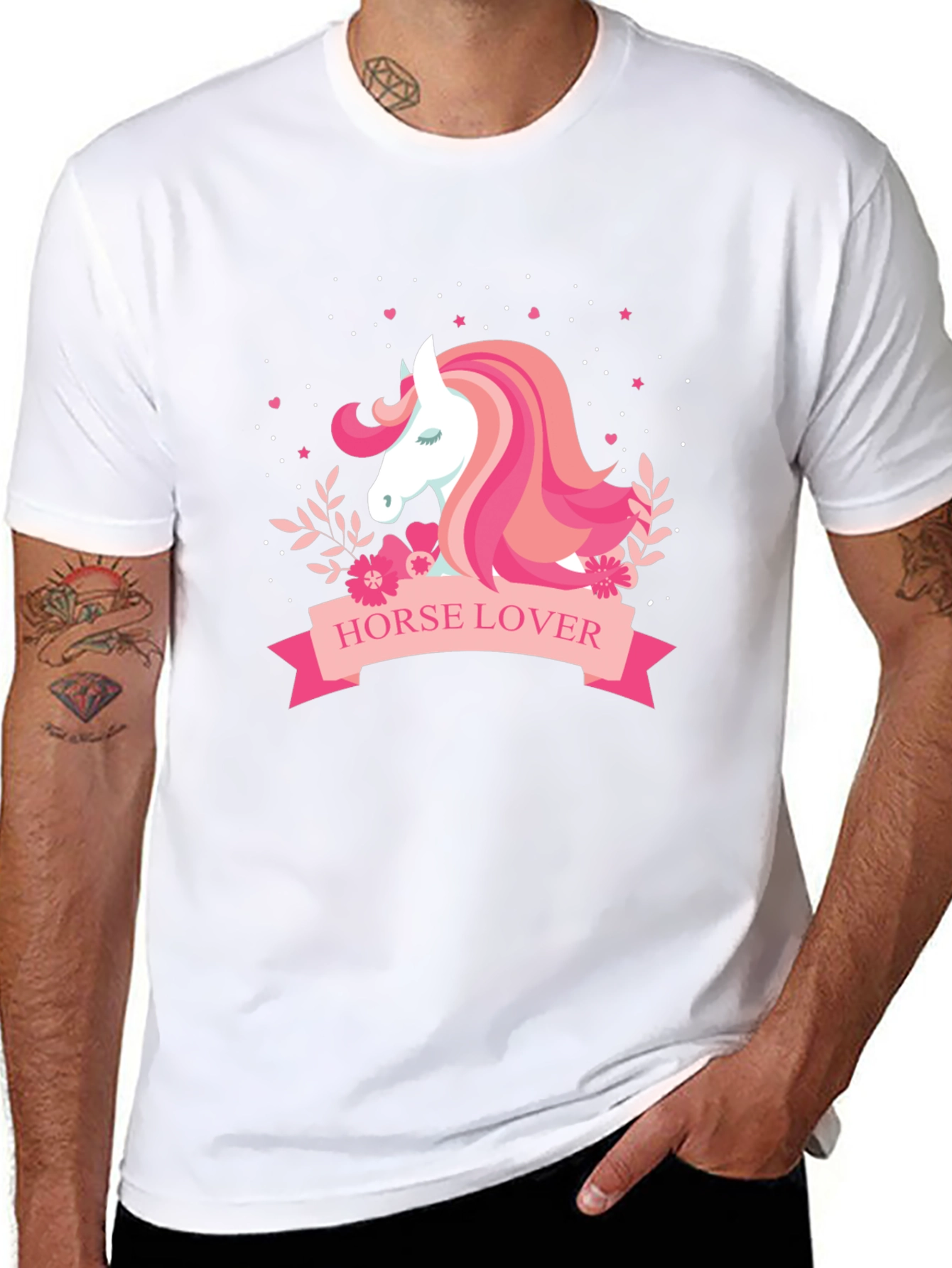 Horse Lover Graphic Tee - Black Cotton T-Shirt