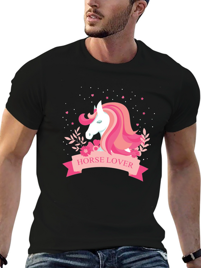 Horse Lover Graphic Tee - Black Cotton T-Shirt
