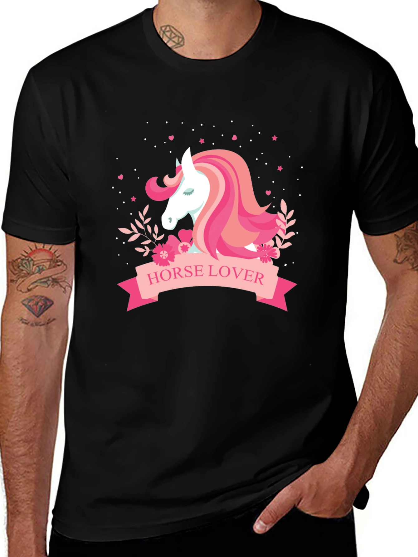 Horse Lover Graphic Tee - Black Cotton T-Shirt