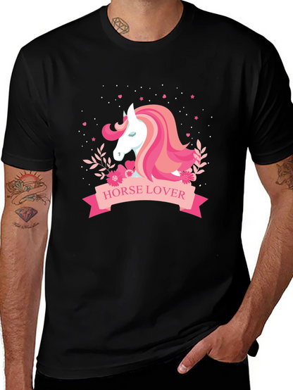 Horse Lover Graphic Tee - Black Cotton T-Shirt