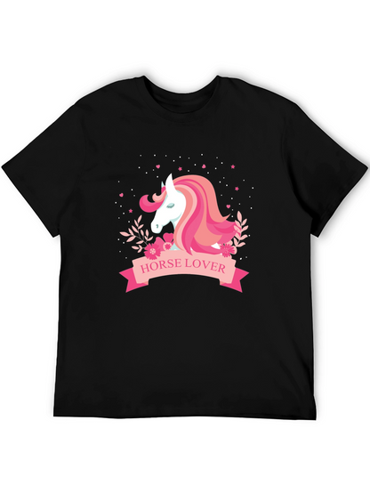 Horse Lover Graphic Tee - Black Cotton T-Shirt