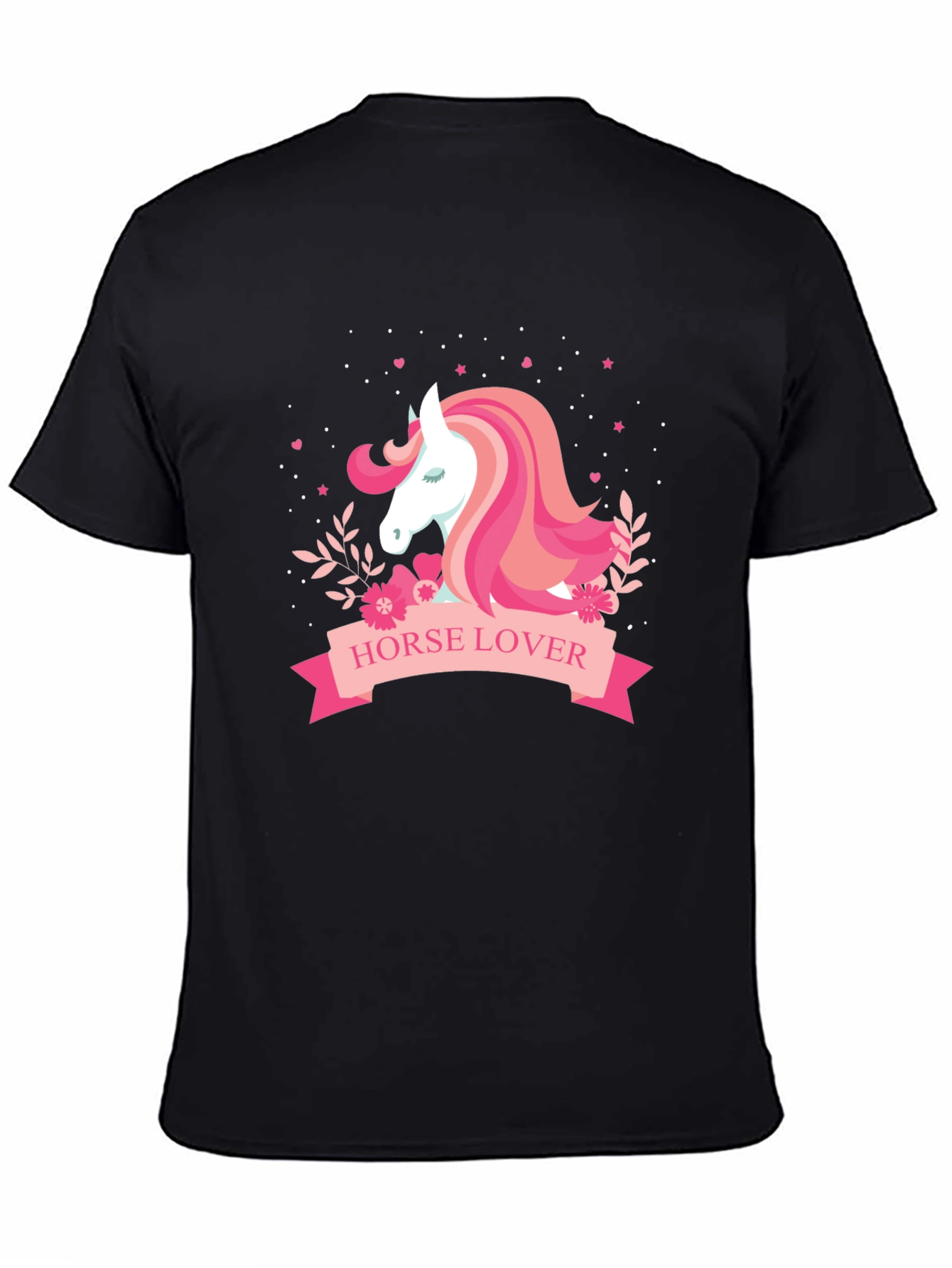 Horse Lover Graphic Tee - Black Cotton T-Shirt