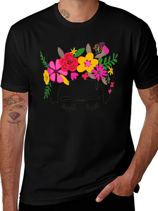 Floral Crown Graphic Black Tee