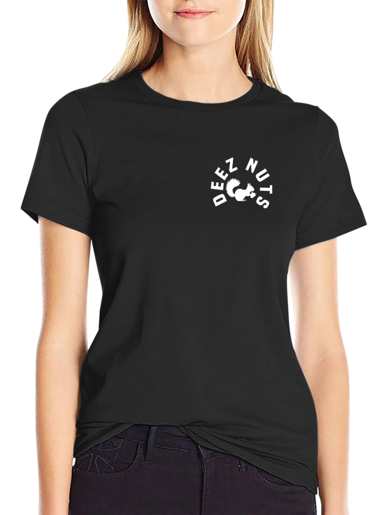 Deez Nuts T-Shirt Squirrel Graphic Black Cotton Tee