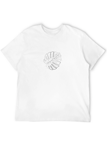 Mens Black T-Shirt with Subtle Leaf Design