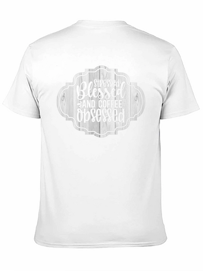 Stressed Blessed & Coffee Obsessed Black T-Shirt