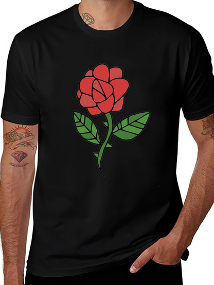 Rose Graphic T-Shirt - Casual Black Tee