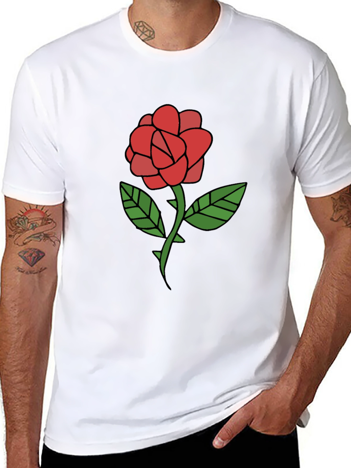Rose Graphic T-Shirt - Casual Black Tee