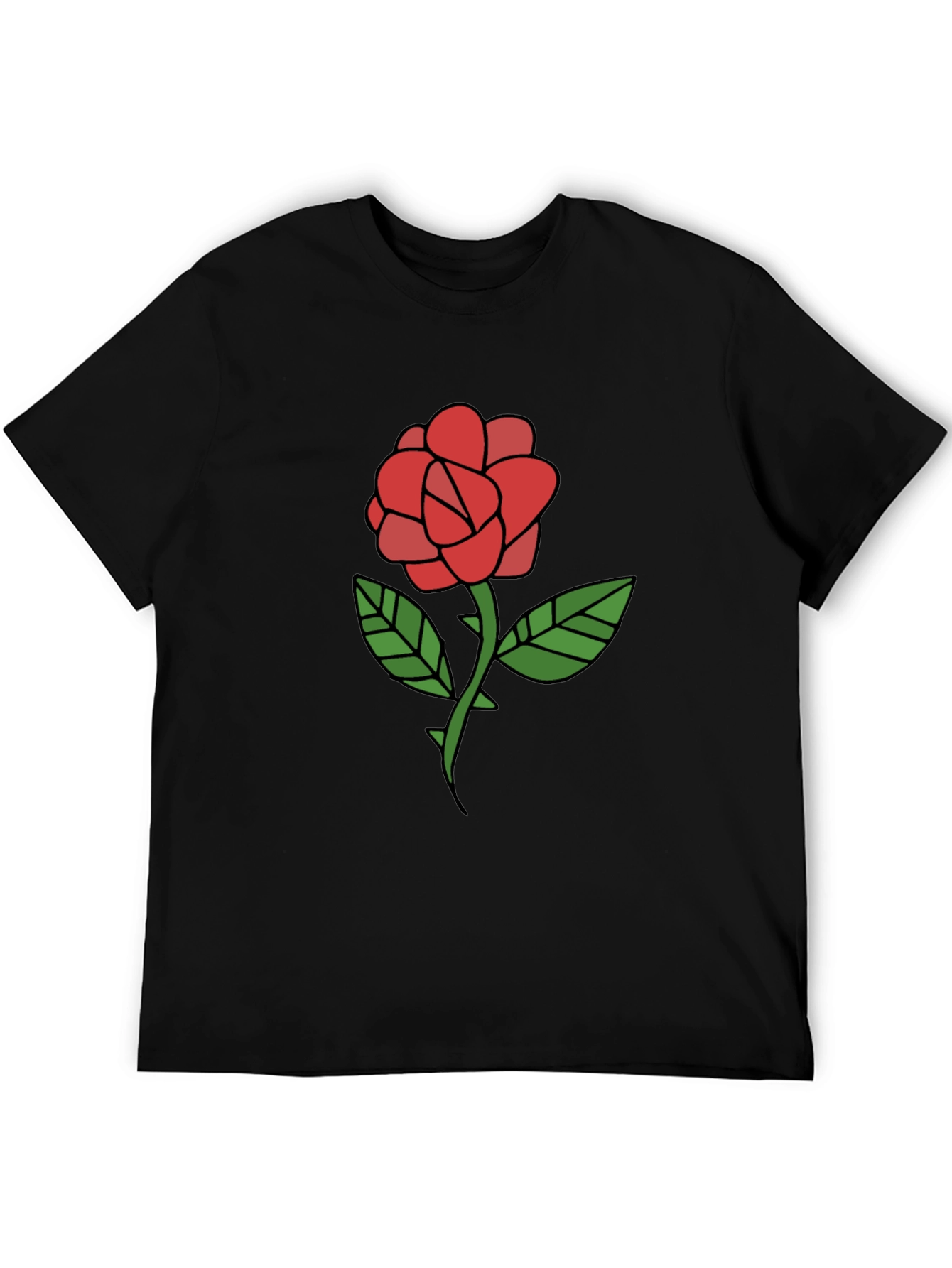 Rose Graphic T-Shirt - Casual Black Tee