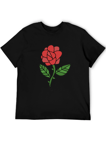 Rose Graphic T-Shirt - Casual Black Tee