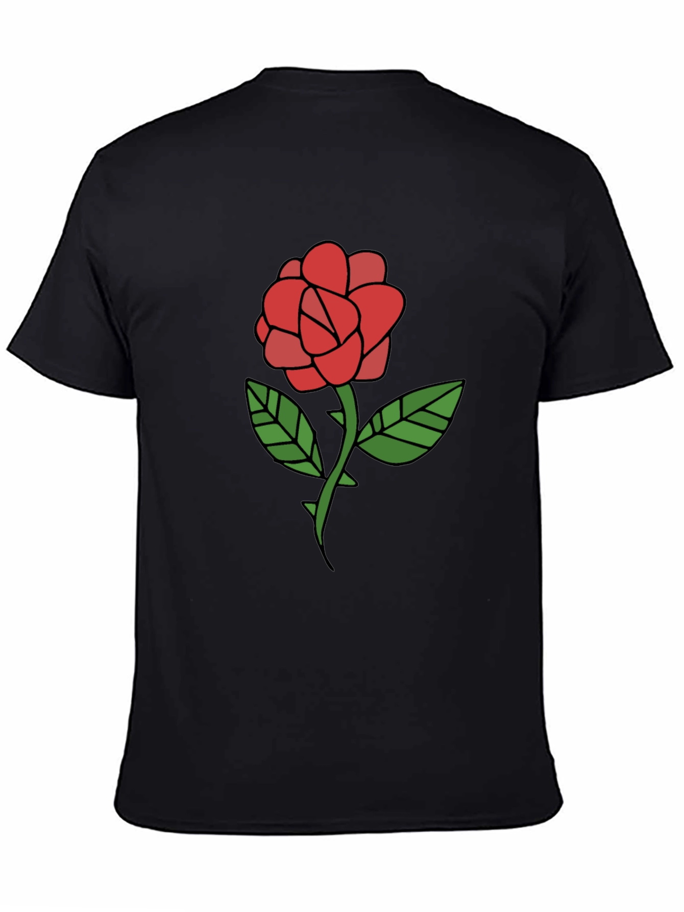 Rose Graphic T-Shirt - Casual Black Tee