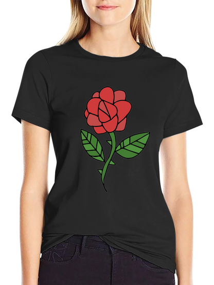 Rose Graphic T-Shirt - Casual Black Tee