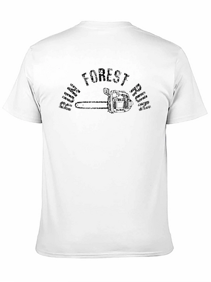Pine Forest T-Shirt with Chainsaw Graphic