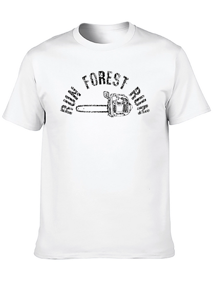 Pine Forest T-Shirt with Chainsaw Graphic
