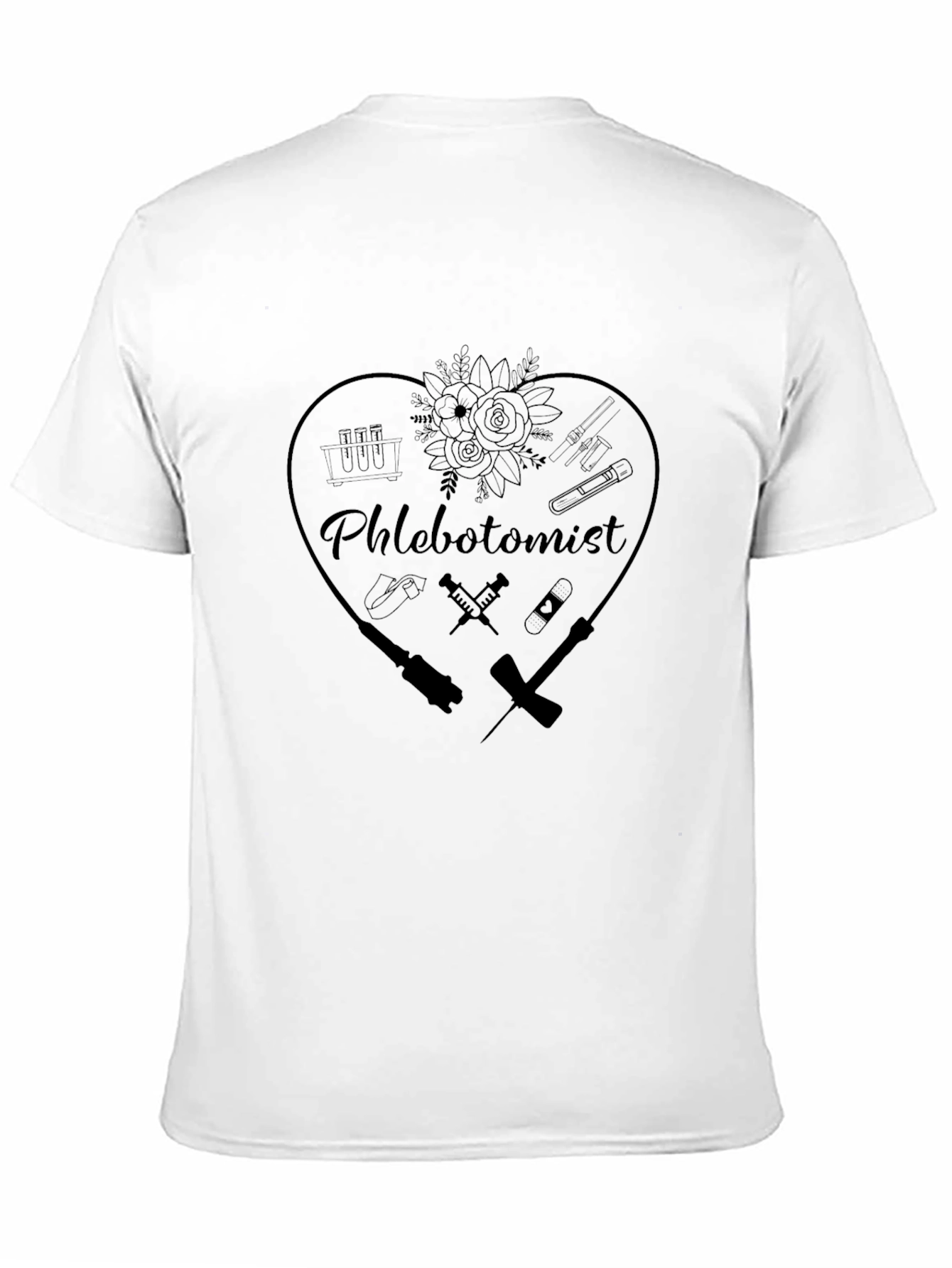 Phlebotomist Heart Graphic T-Shirt - Black
