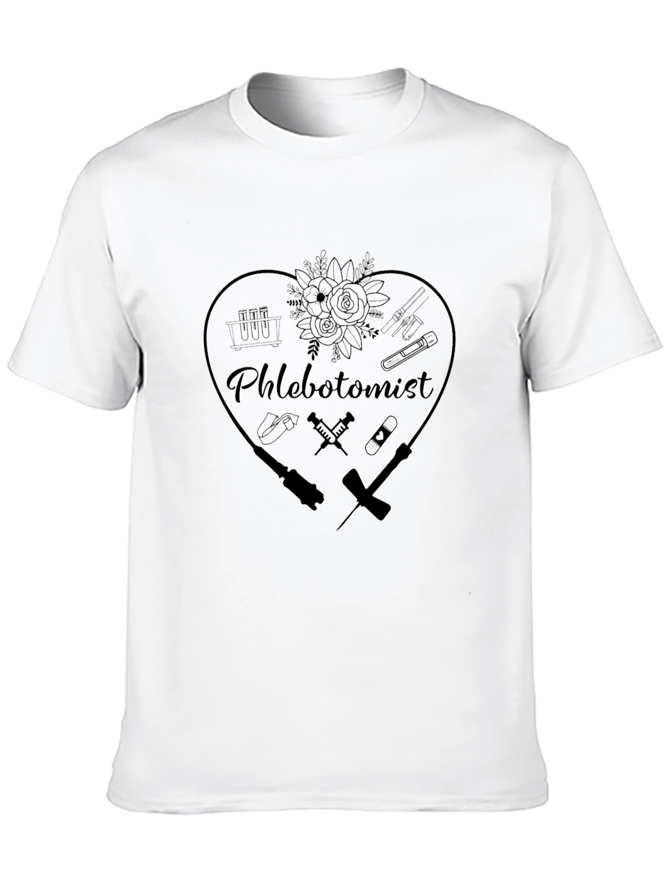 Phlebotomist Heart Graphic T-Shirt - Black