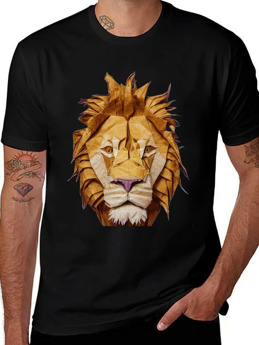 Origami Lion Graphic Tee - Black