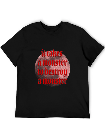 Monster Destroy Graphic Black T-Shirt