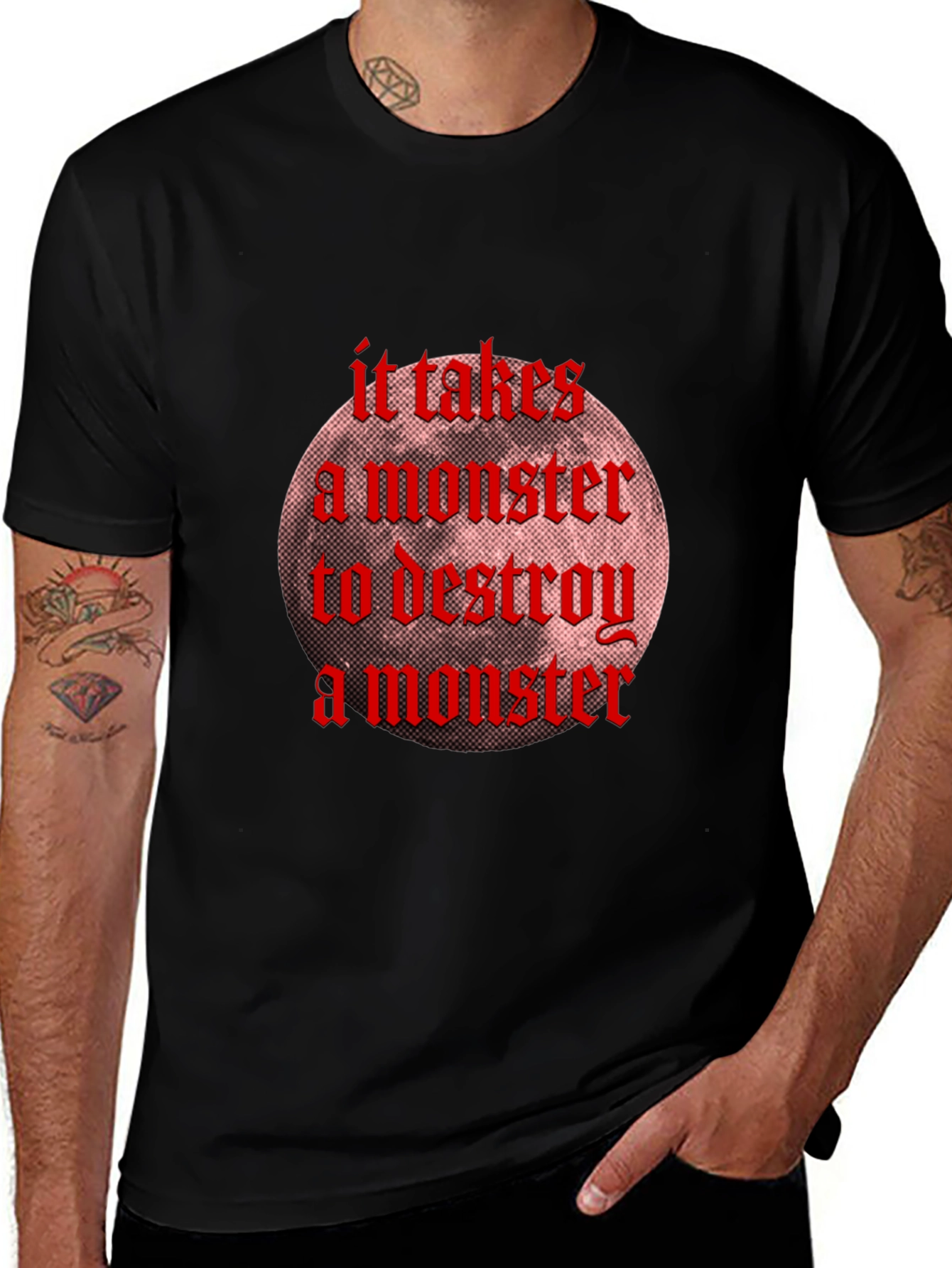 Monster Destroy Graphic Black T-Shirt