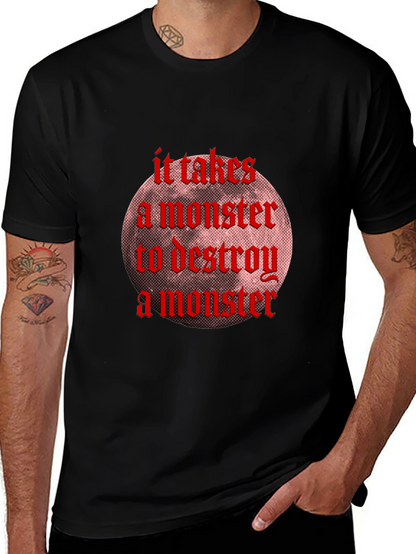Monster Destroy Graphic Black T-Shirt