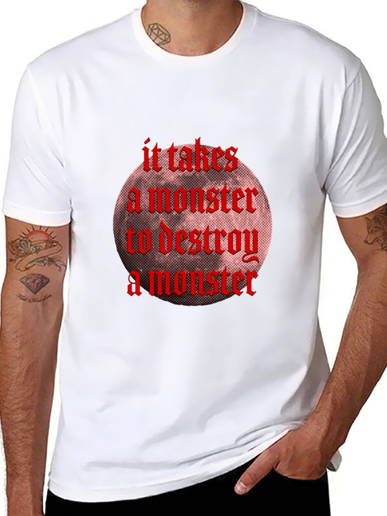 Monster Destroy Graphic Black T-Shirt
