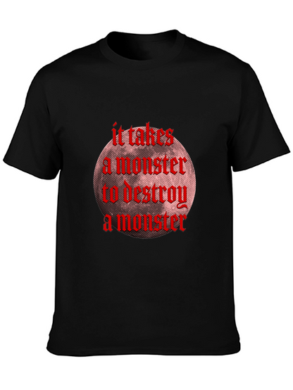 Monster Destroy Graphic Black T-Shirt