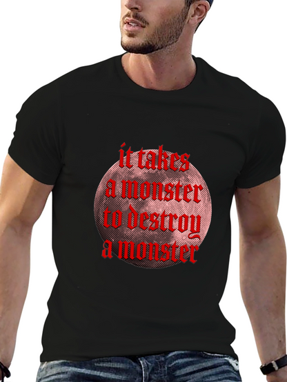 Monster Destroy Graphic Black T-Shirt