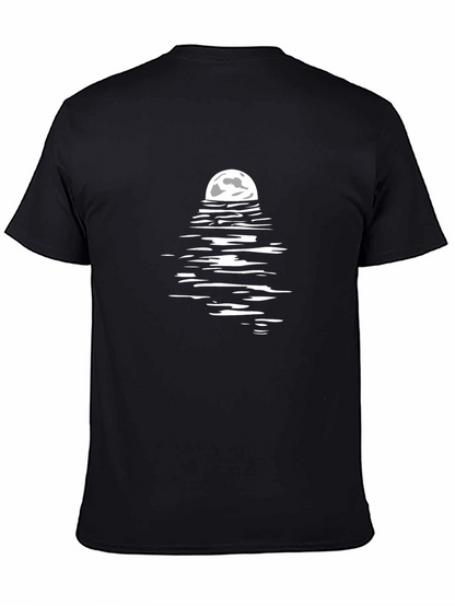 Moon Reflection Graphic Tee - Stylish Black T-Shirt