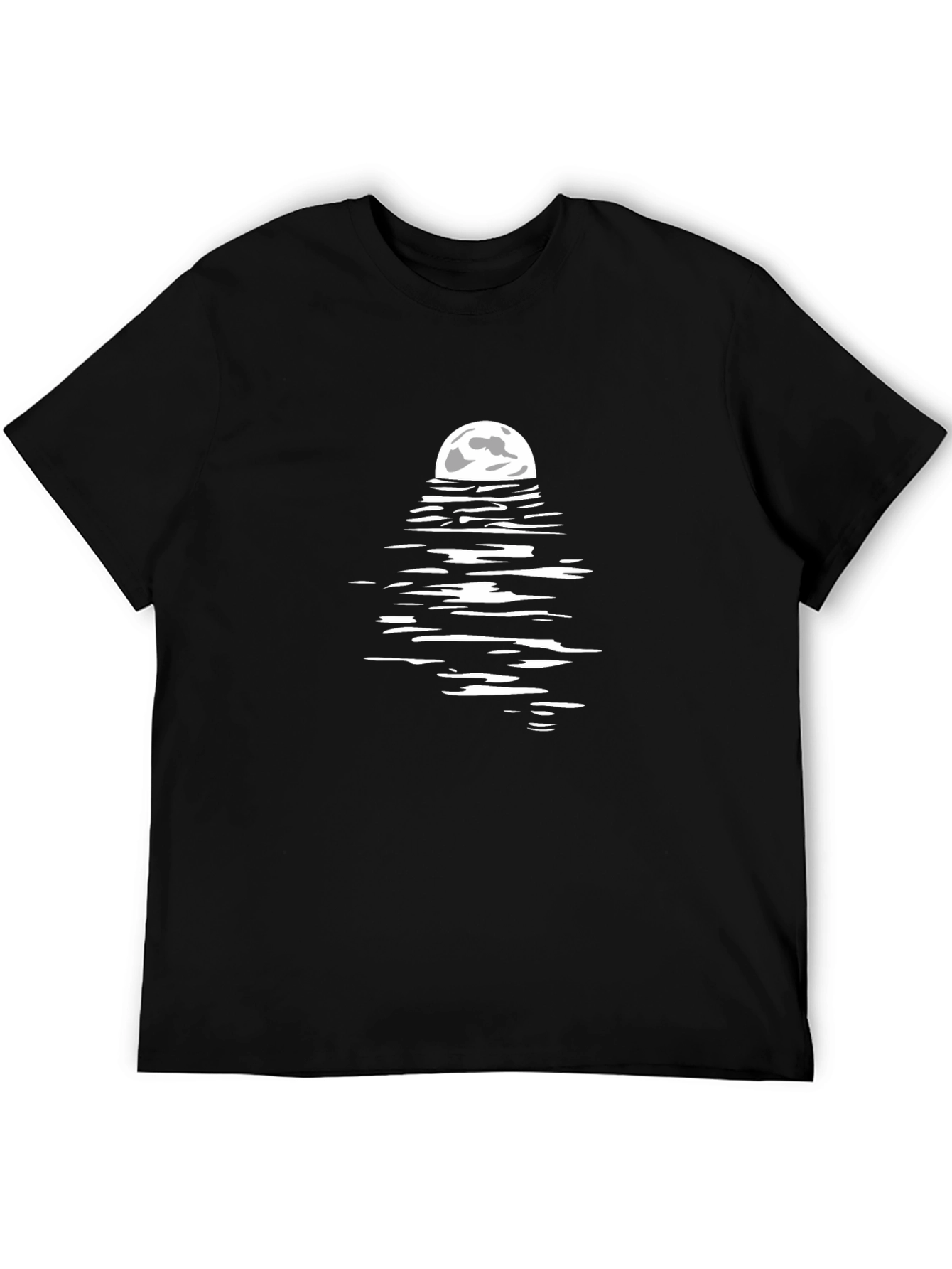 Moon Reflection Graphic Tee - Stylish Black T-Shirt