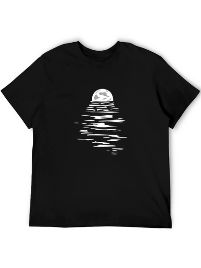 Moon Reflection Graphic Tee - Stylish Black T-Shirt