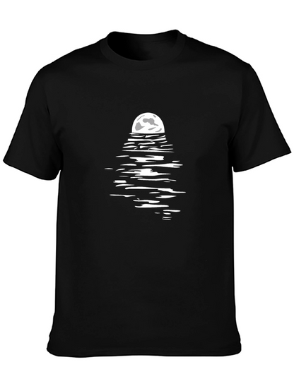 Moon Reflection Graphic Tee - Stylish Black T-Shirt