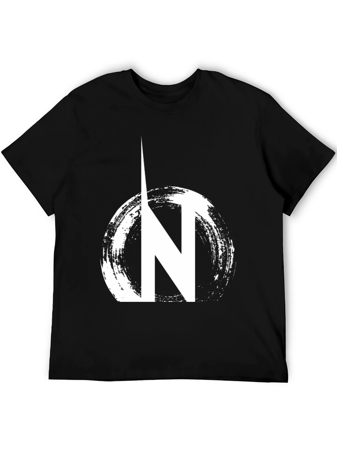 Black Graphic Tee: N Circle Design Casual Wear