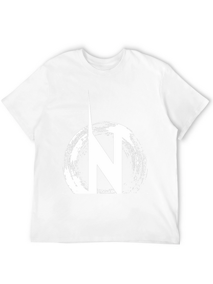 Black Graphic Tee: N Circle Design Casual Wear