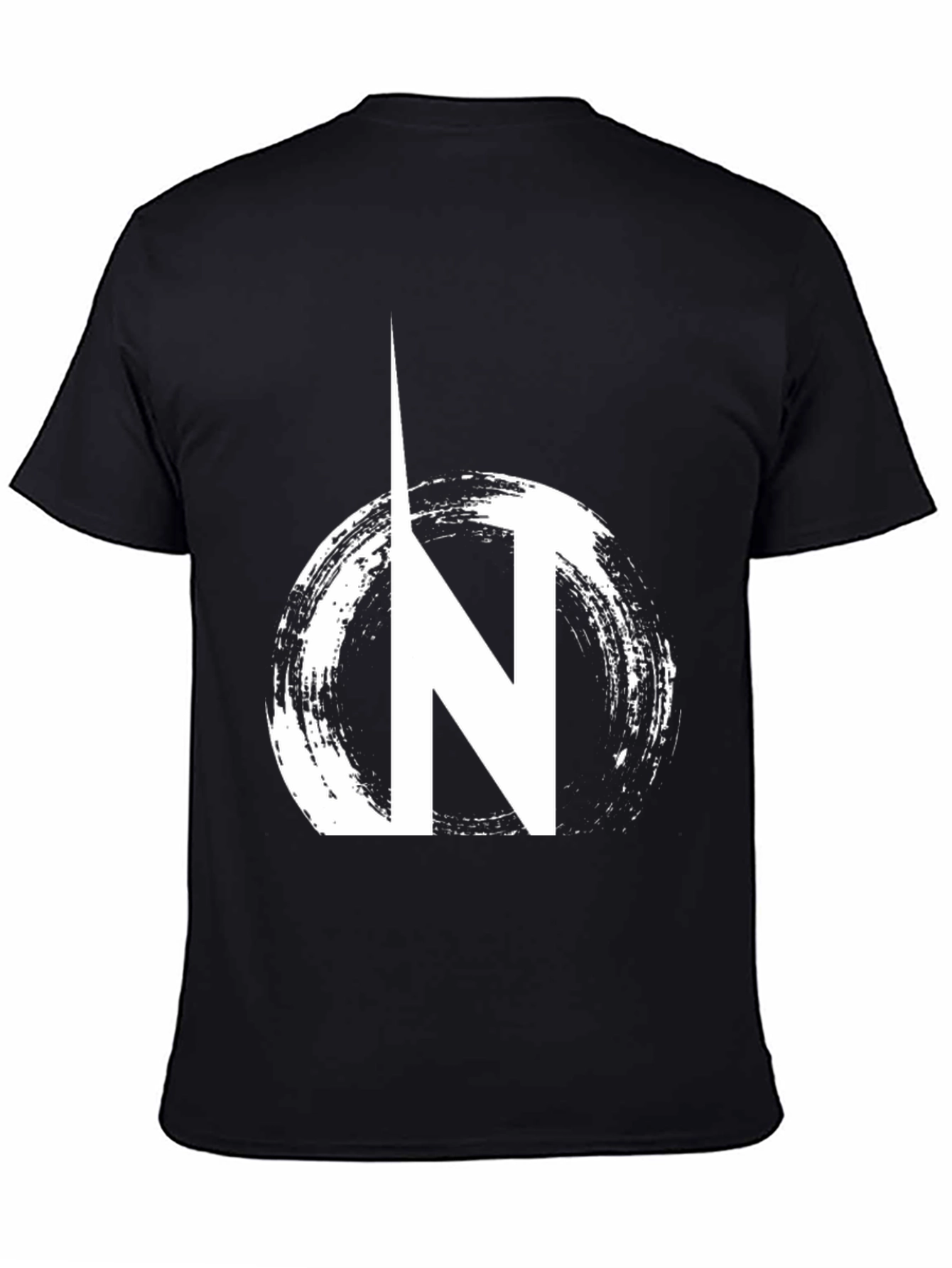 Black Graphic Tee: N Circle Design Casual Wear