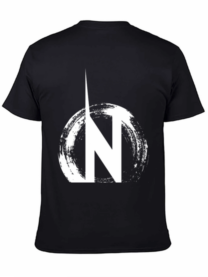 Black Graphic Tee: N Circle Design Casual Wear