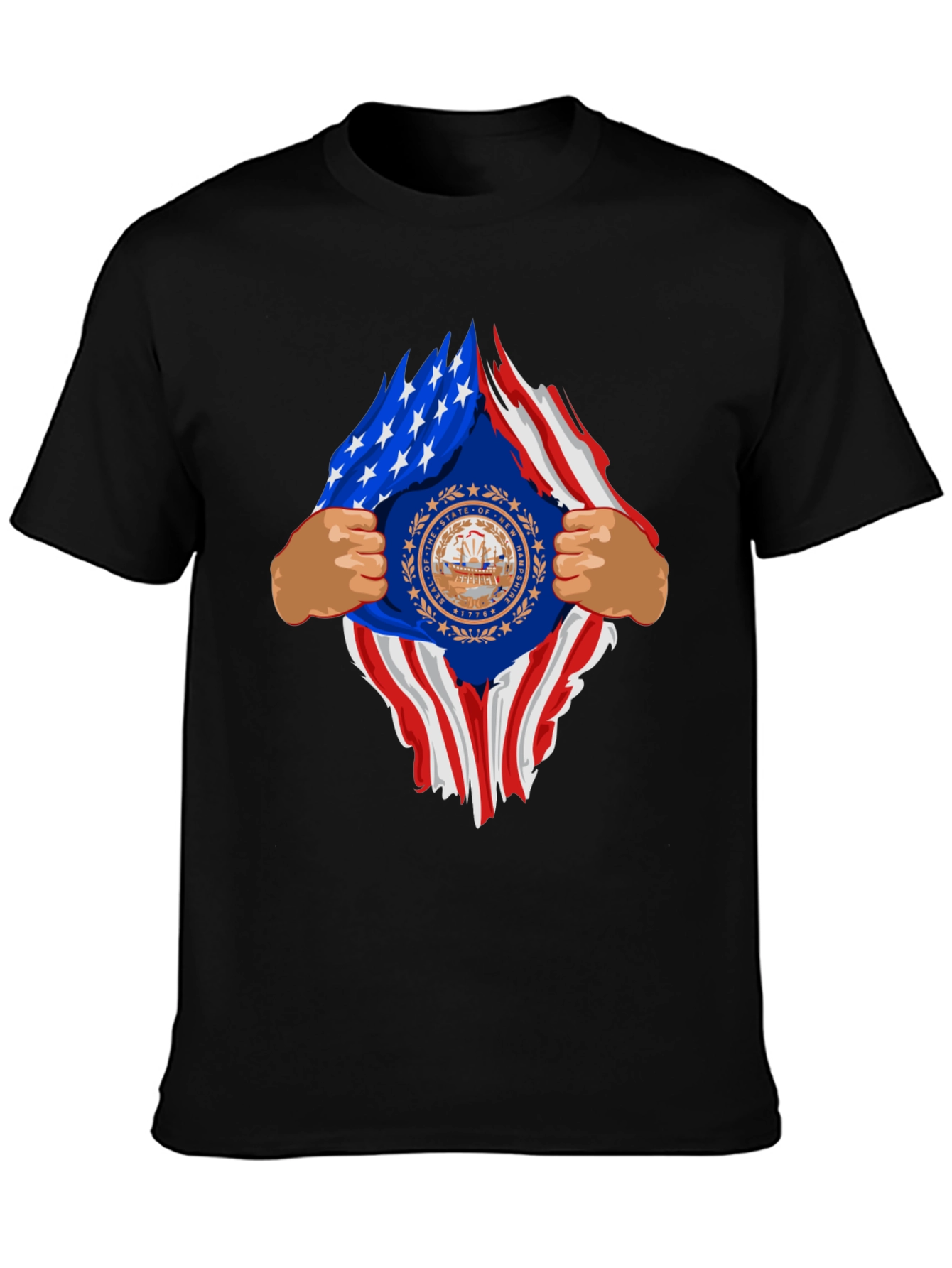New Hampshire USA Flag Ripped T-Shirt