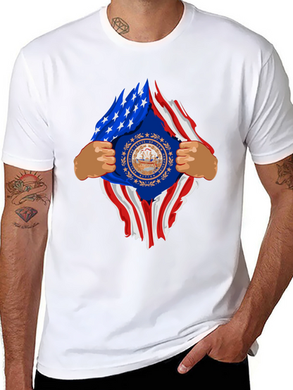 New Hampshire USA Flag Ripped T-Shirt