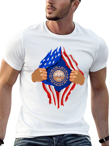 New Hampshire USA Flag Ripped T-Shirt