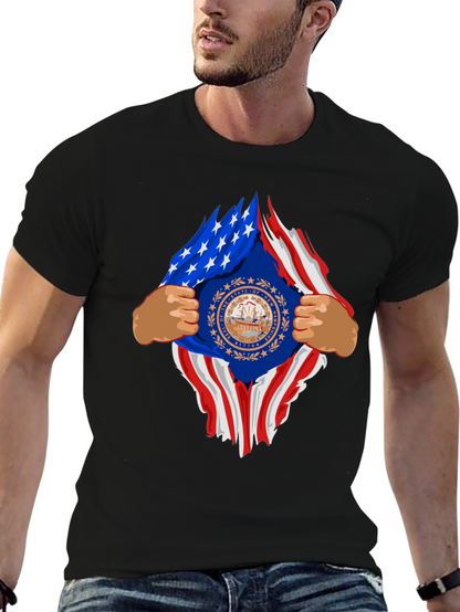New Hampshire USA Flag Ripped T-Shirt