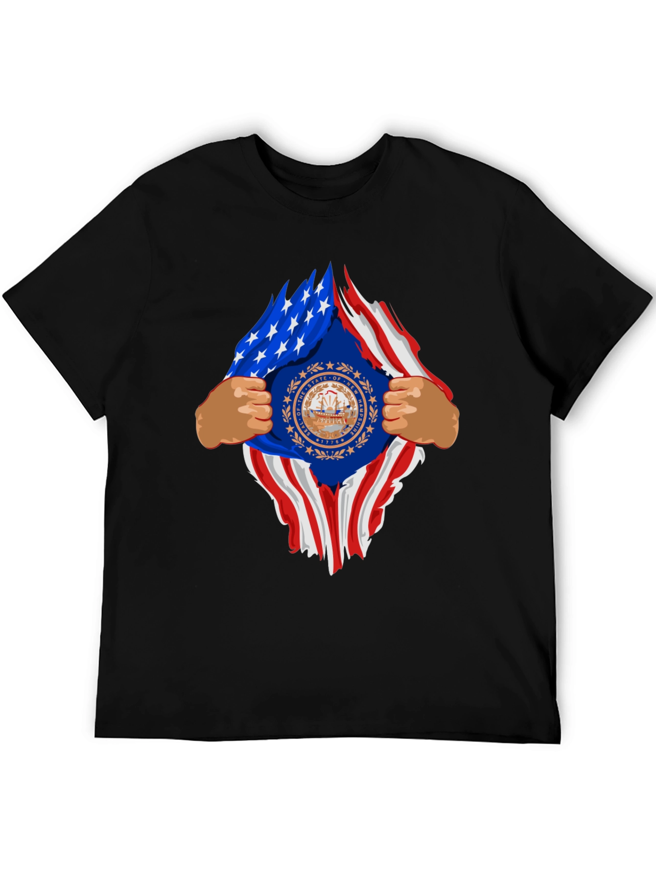 New Hampshire USA Flag Ripped T-Shirt