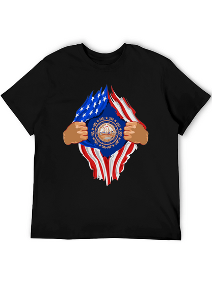 New Hampshire USA Flag Ripped T-Shirt