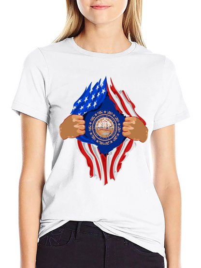 New Hampshire USA Flag Ripped T-Shirt