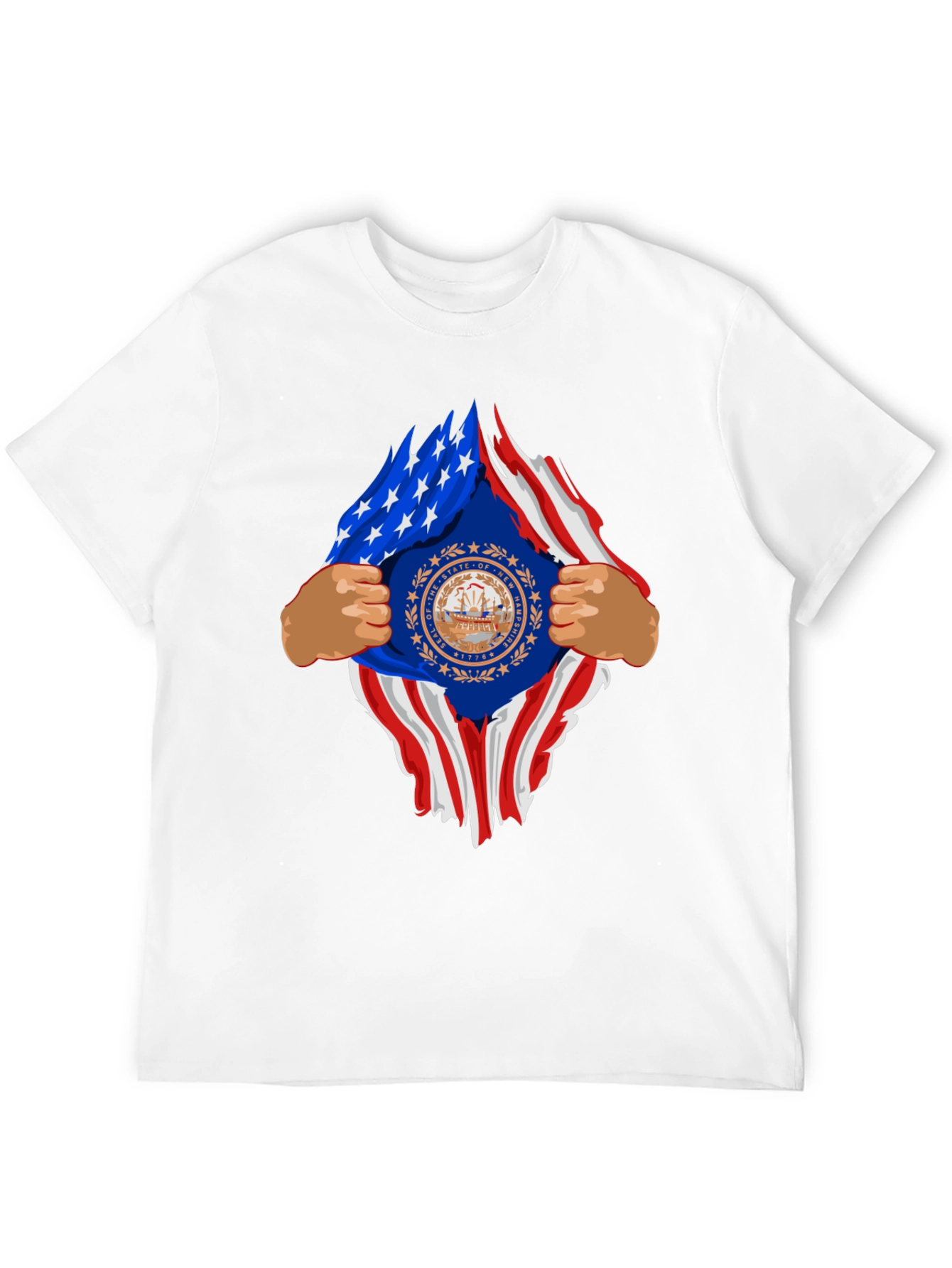 New Hampshire USA Flag Ripped T-Shirt